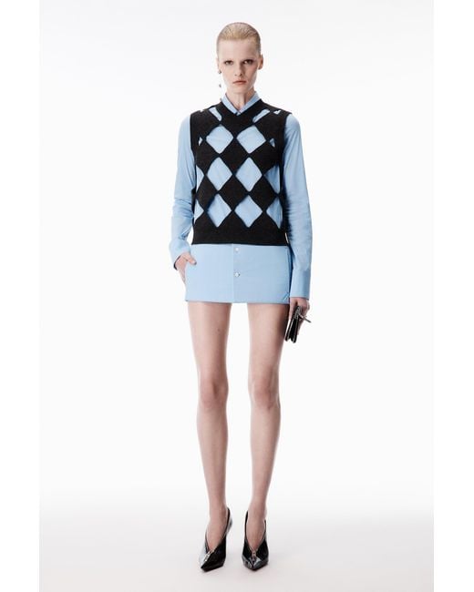 Alexander Wang Black Slashed Argyle V-Neck Vest