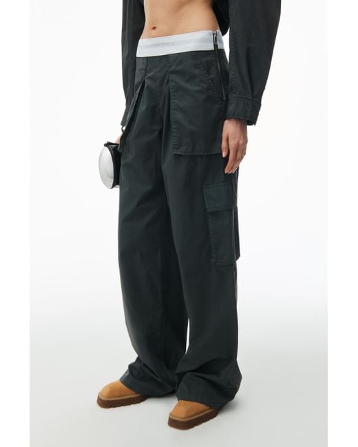 Alexander Wang Blue Mid-rise Cargo Rave Pants In Cotton Twill