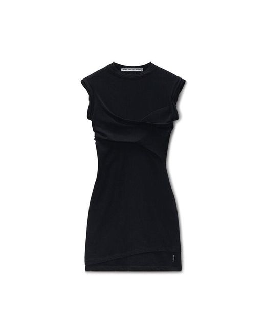 Alexander Wang Blue Sleeveless Layered Twisted Bust Mini Dress