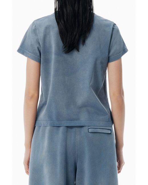 Alexander Wang Blue Shrunken Cotton Tee With Logo