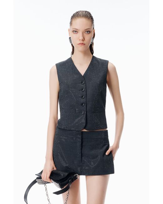 Alexander Wang Black Crystal Hotfix Tailored Vest