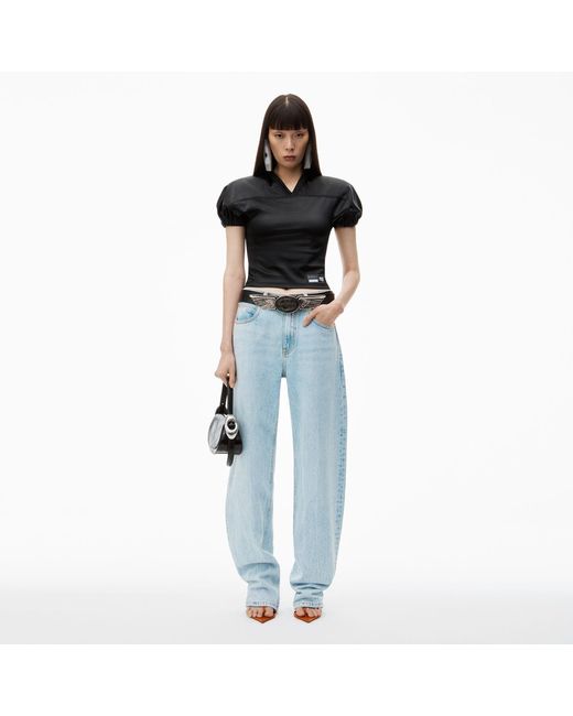 Alexander Wang Blue Zipped Back Slit Wide-Leg Jeans
