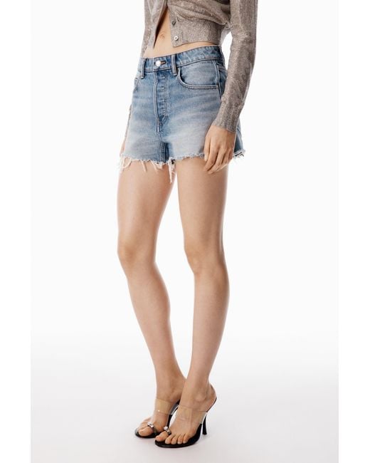 Alexander Wang Blue Distressed Logo Bite Short