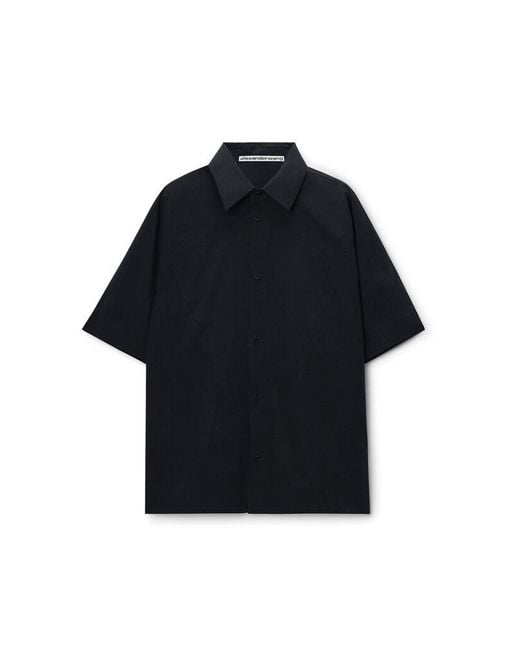 Alexander Wang Black Perforated Logo Short Sleeve Shirt