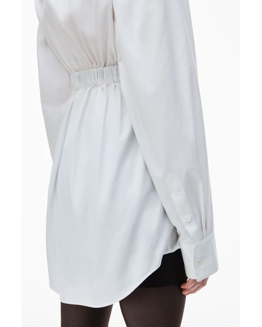 Alexander Wang White Button Down Belted Tunic In Cotton