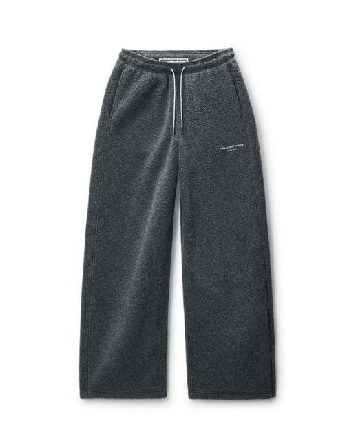 Alexander Wang Gray Crystal Drawcord Mid-Rise Trackpant