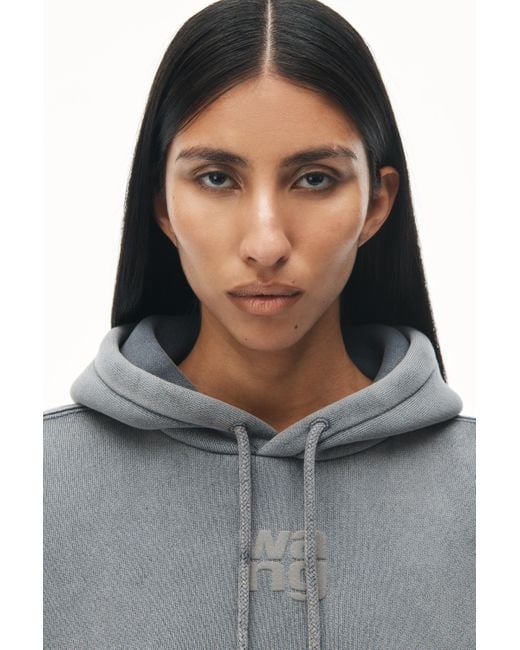 Alexander Wang Gray Logo Hoodie In Structured Terry