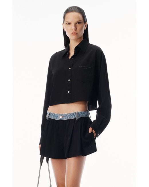 Alexander Wang Blue Cropped Button-Down Shirt