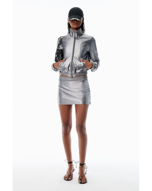 Alexander Wang Metallic Grey Shrunken Zip-up Jacket