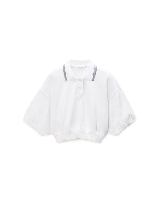 Alexander Wang Blue Cropped Cinched Cotton Polo