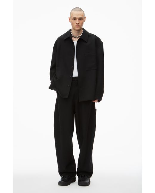 Alexander Wang Black Oversized Tailored Shirt Jacket In Wool for men