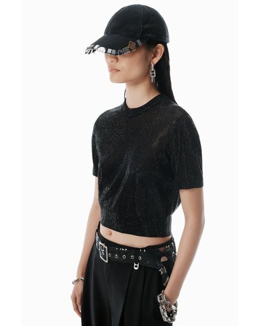 Alexander Wang White Ss Tee With Clear Bead Hotfix