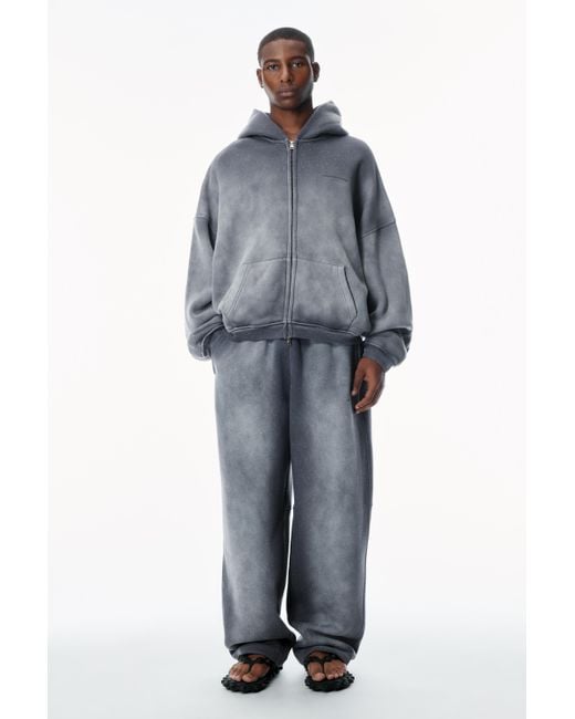 Alexander Wang Crystal Hotfix Zip-up Hoodie in Gray for Men | Lyst
