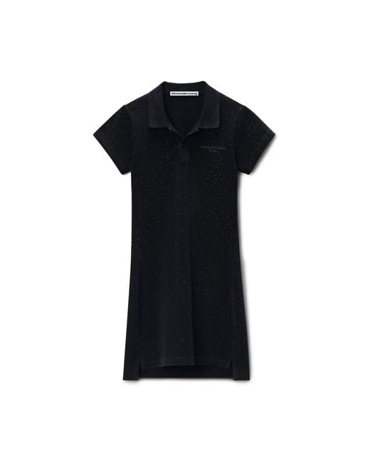 Alexander Wang Black Crystal Hotfix Polo Dress