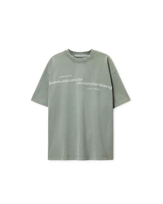 Alexander Wang Gray Mirrored Logo Short Sleeve Tee