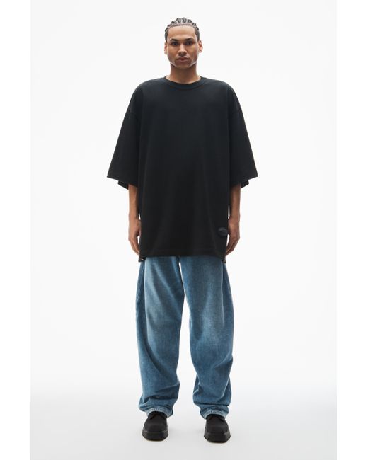 Alexander Wang Black Oversize Drop-sleeve Tee In Japanese Cotton Jersey