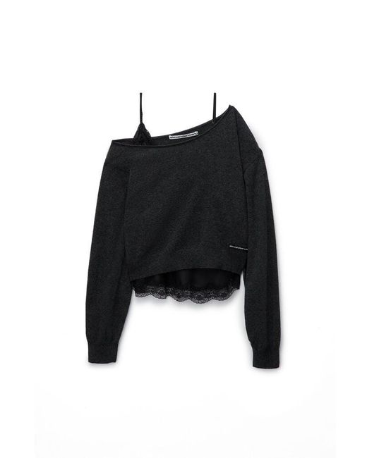 Alexander Wang Black Off-Shoulder Layered Sweater