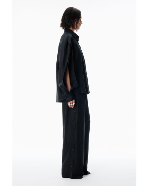 Alexander Wang Black Heavy Silk Side Placket Pant