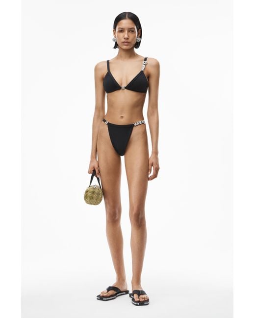 Alexander Wang Crystal Logo Bikini Top in Black | Lyst Canada