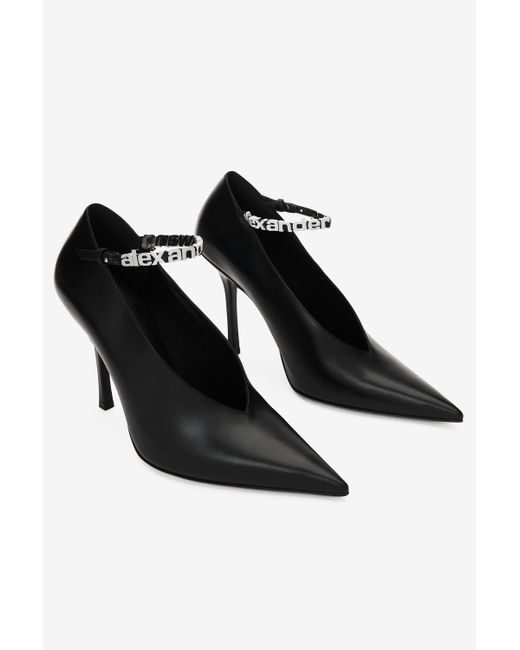 Alexander Wang Delphine Ankle Strap Pump In Leather in Black | Lyst
