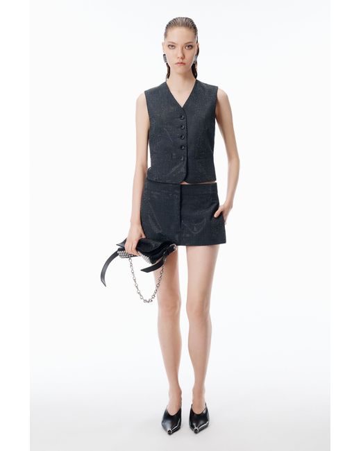 Alexander Wang Black Crystal Hotfix Tailored Vest