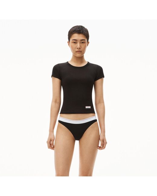Alexander Wang Black Scoop Neck Ribbed Cotton Tee