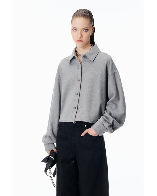 Alexander Wang Gray Button Up Cropped Shirt