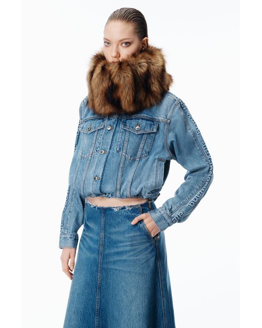 Alexander Wang Blue A-Line Denim Skirt Midi
