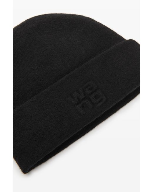 Alexander Wang Black Logo Beanie In Soft Stretch Wool
