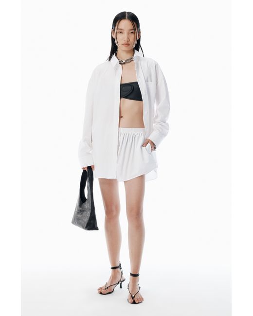 Alexander Wang White Boxer Shorts With Clear Bead Hotfix
