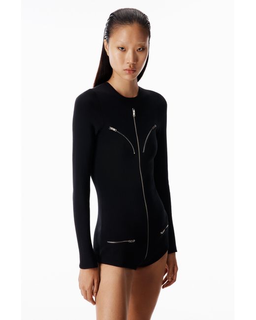 Alexander Wang Black Zip Detail Bodysuit