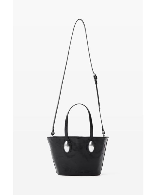 Alexander Wang Black Dome Small Tote Bag In Crackle Patent Leather