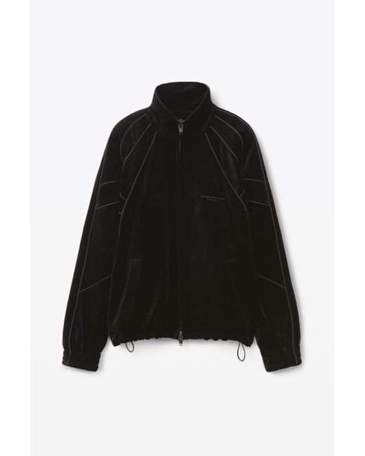 Alexander Wang Track Jacket In Crushed Velour in Black | Lyst
