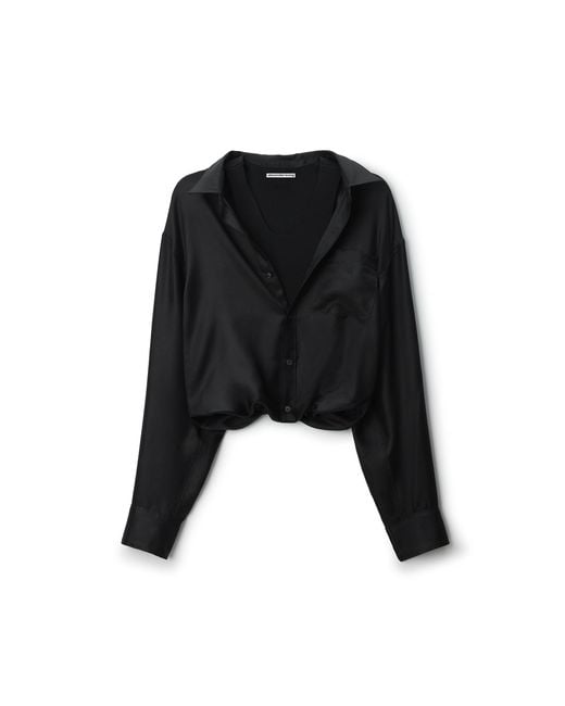 Alexander Wang Black Silk Layered Cami Shirt Top