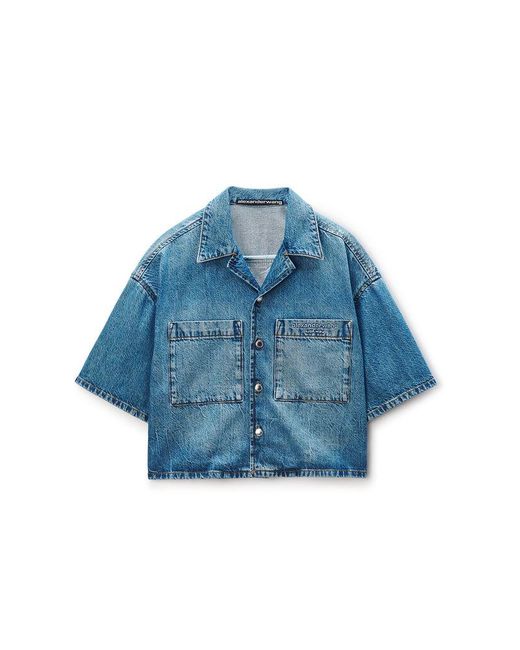Alexander Wang Blue Cropped Denim Shirt