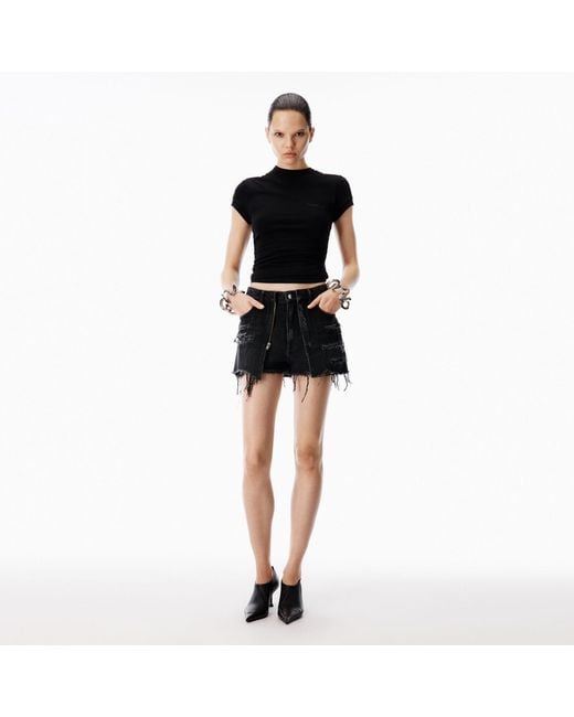 Alexander Wang Black Zip Double Layer Short