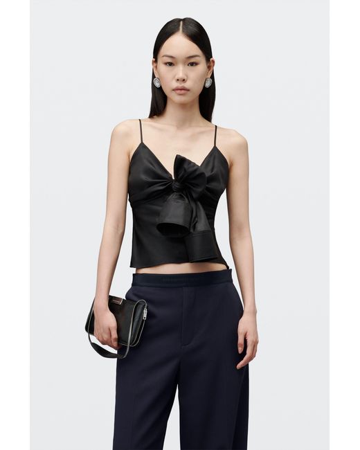 Alexander Wang Black Silk Knotted Cami Top