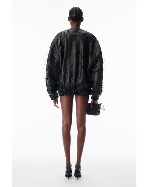 Alexander Wang Black Leather Cutout Bomber
