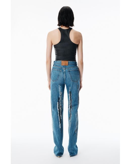 Alexander Wang Deep Blue Ez Jean With Vertical Logo