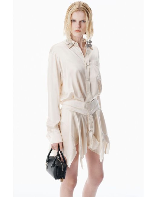 Alexander Wang White Silk Charmeuse Pre-Styled Double Shirtdress