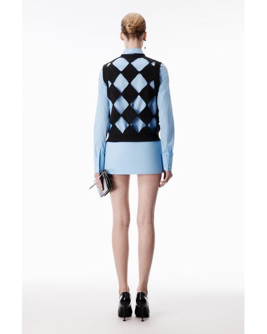 Alexander Wang Black Slashed Argyle V-Neck Vest