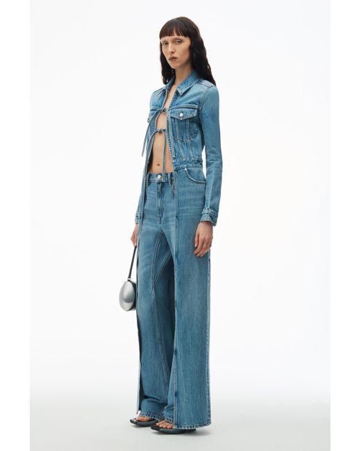 Alexander Wang Blue Duster Denim Coat With Tie Front