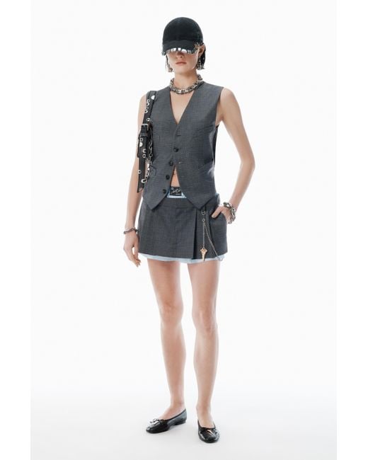 Alexander Wang Blue Grey Wool-blend Miniskirt