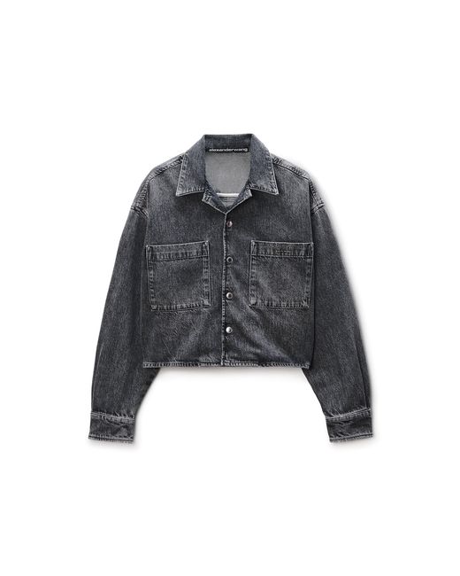 Alexander Wang Black Cropped Long Sleeve Shirt