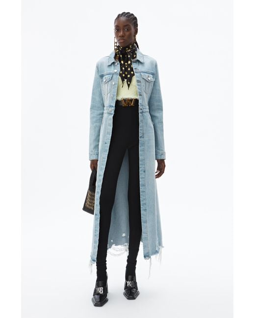 Alexander Wang Blue Fitted Denim Trench Coat