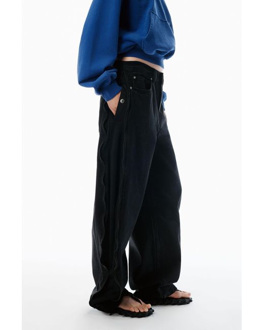 Alexander Wang Blue Denim And Mesh Zipper Pants