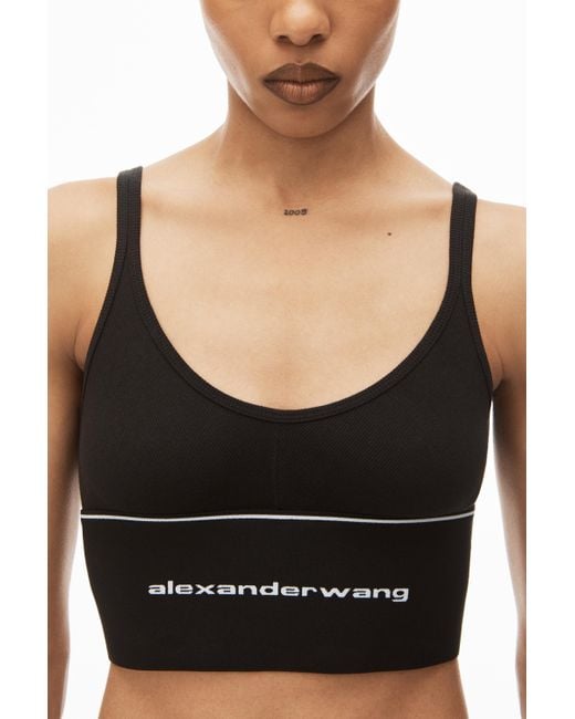 Alexander Wang Black Logo Elastic Bra