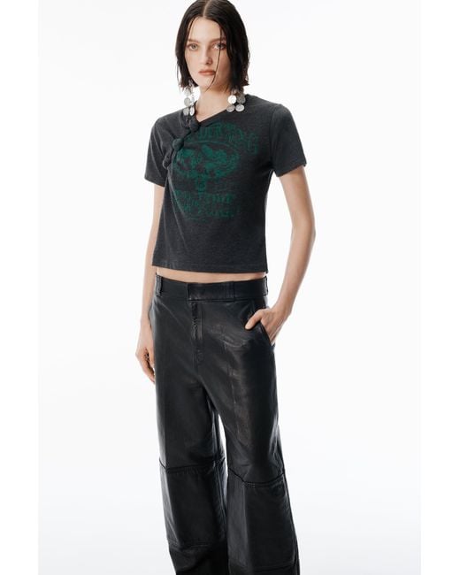Alexander Wang Black Worn Moto Leather Workwear Pant