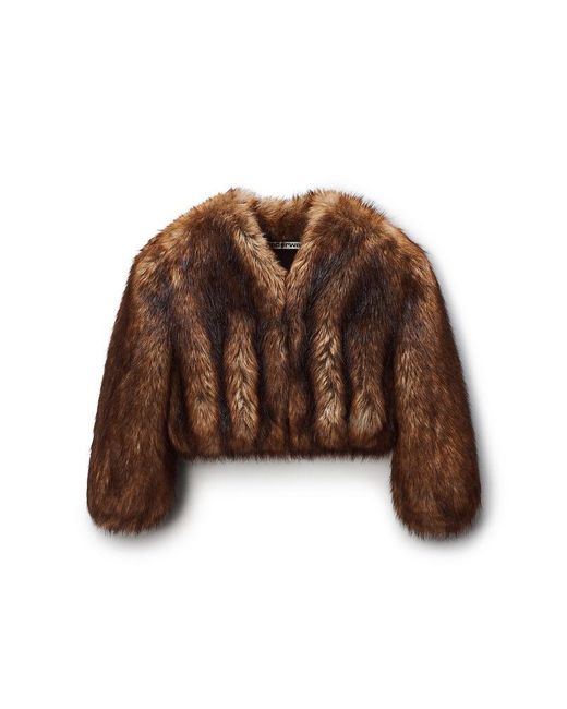 Alexander Wang Brown Faux Fur Cropped Jacket
