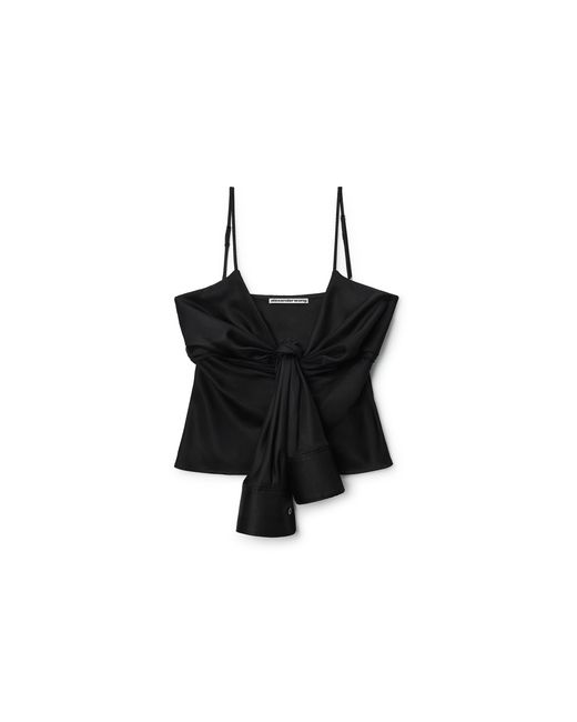 Alexander Wang Black Silk Knotted Cami Top